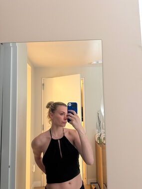 Garage Black Satin Halter Top